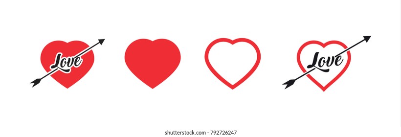 Happy Valentine Day concept Icon and Signs/Symbol for Decorations. Heart Red Flat Vector illustration isolated on white background. Cute love sale banner for greeting card, print cards, banner, poster