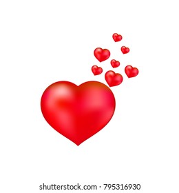 Happy Valentine Day concept Icon and Signs/Symbol for Decorations. Heart Red Flat Vector illustration isolated on white background. Cute love sale banner for greeting card, print cards, banner, poster