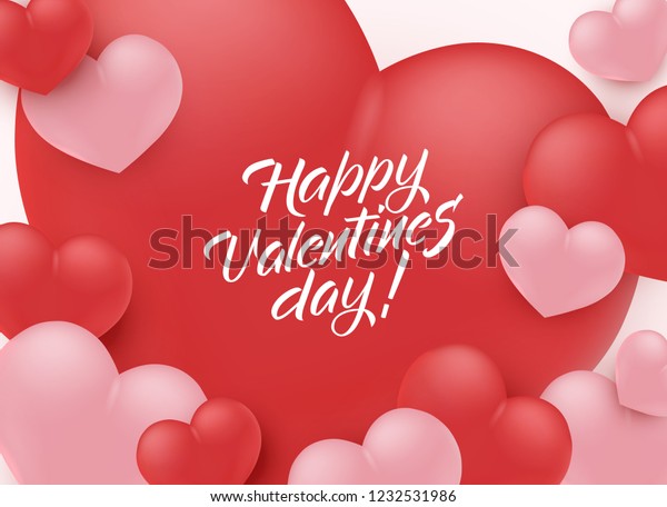 Happy Valentine Day Congratulation Banner Red Stock Vector (Royalty ...