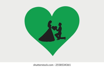 Happy Valentine Day Couple Proposing vector silhouette-Valentine's Day illustration Happy design