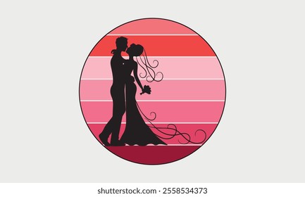 Happy Valentine Day Couple Proposing vector silhouette-Valentine's Day illustration Happy design