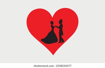 Happy Valentine Day Couple Proposing vector silhouette-Valentine's Day illustration Happy design