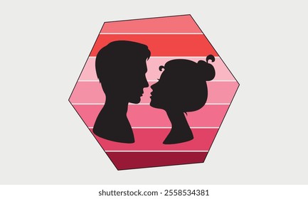 Happy Valentine Day Couple Proposing vector silhouette-Valentine's Day illustration Happy design