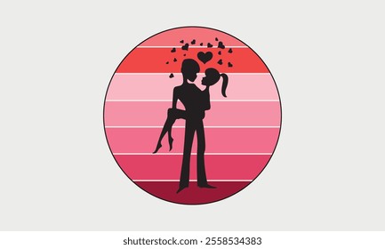 Happy Valentine Day Couple Proposing vector silhouette-Valentine's Day illustration Happy design