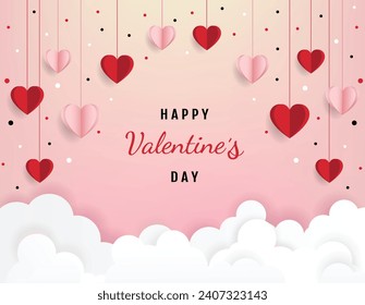 Happy valentine day. with creative love composition of the hearts. Vector illustration