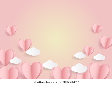 Happy valentine day. with creative pink love balloon concept on pastel pink background for copy space. minimal concept. Vector Illustration