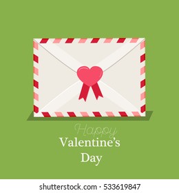 Happy Valentine Day Envelope with Paper Hearts. Vector Illustration love Mail Envelope, Letter paper romantic hearts inside. Valentine greeting romance card.