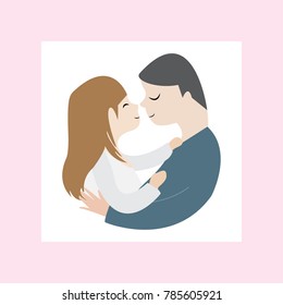happy valentine day or father day cartoon character vector illustration design for print card and other man woman love  hug kiss  couple 