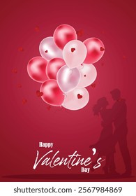 Happy valentine day February 14 bunch of balloon vector poster