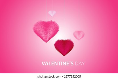 Happy valentine day. Fluffy hearts. Valentine's day is a holiday of love. Stock vector illustration.