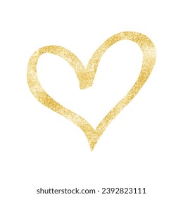 Happy Valentine Day with Gold Glitter Outline Heart Vector