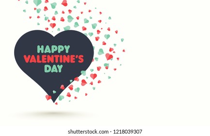 Happy valentine Day greeting card design decorated with red and green hearts on white background.