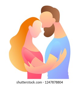 Happy Valentine Day greeting card. Background with two lovers.