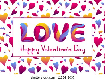 Happy Valentine Day greeting card. Love stylized typography. Romantic background. weeding design.