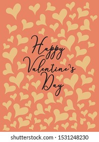 Happy valentine day greeting card with orange backgroundand heart icon.