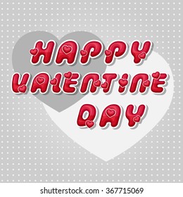 Happy valentine day. Greeting card template.  abstract background. Vector illustration. Black elements of art of love. Lettering for date.