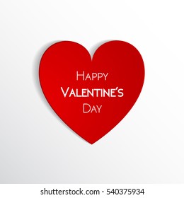 Happy Valentine Day greeting card with red heart, vector illustration of loving heart