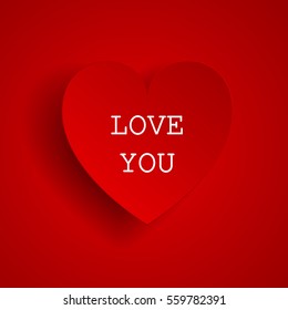 Happy Valentine Day greeting card with heart, vector illustration of loving heart