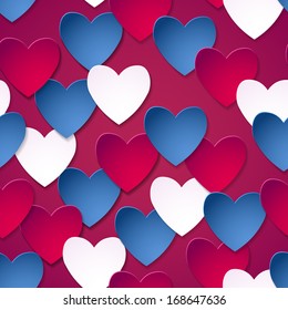 Happy Valentine Day! Greeting seamless pattern, hearts in love. Paper hearts, vector elements for your design. vector illustration 