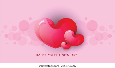 Happy Valentine day greetings, vector illustration with red heart shape and pink background