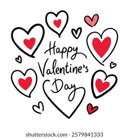 Happy Valentine Day Hand Drawn Heart Vector