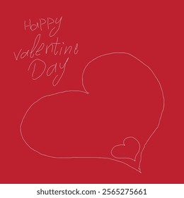 Happy Valentine Day Hand Writing Concept Banner Design. Red Background, social media post  