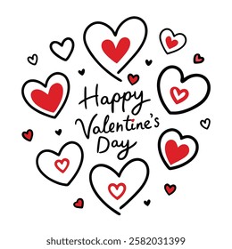 Happy Valentine Day, A handwritten text Happy Valentine's Day. Lettering, Vector illustration