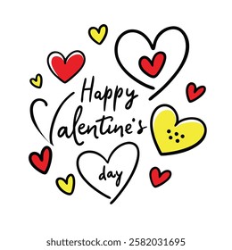 Happy Valentine Day, A handwritten text Happy Valentine's Day. Lettering, Vector illustration