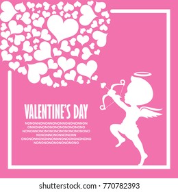 Happy valentine day With heart and cupid On a pink background.