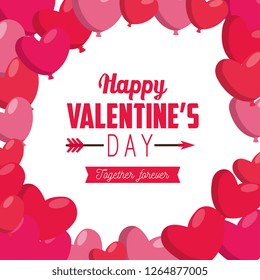happy valentine day with hearts balloons