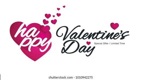 Happy Valentine Day with hearts logo sale banner