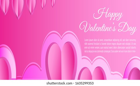Happy valentine day with hearts and pink background