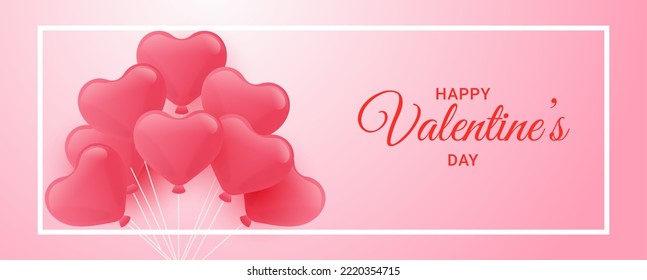 happy valentine day horizontal banner template vector design
