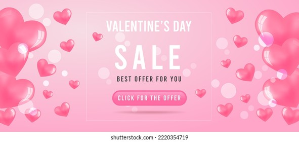 happy valentine day horizontal banner template vector design