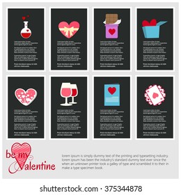 Happy valentine day icon banner set