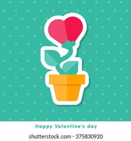 Happy Valentine day icon in flat minimalistic style