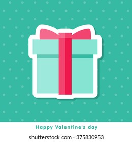 Happy Valentine day icon in flat minimalistic style