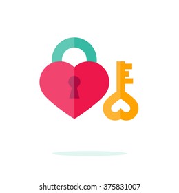 Happy Valentine day icon in flat minimalistic style