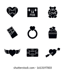 Happy Valentine Day icons and love icons set isolated on white background. Vector illustration