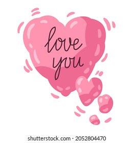 Happy Valentine Day illustration of cloud heart. Holiday romantic and love symbol.