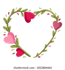 Happy Valentine Day illustration of flower frame heart. Holiday romantic and love symbol.