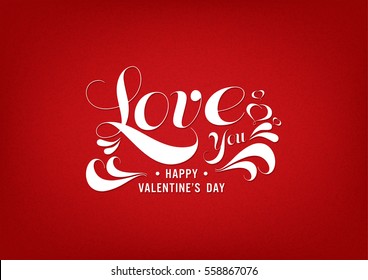 happy valentine day illustration. love you text  with old red background vector EPS10