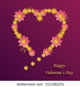 Happy valentine day invitation card with hearts for the day of love, on color background for greeting card, party and event