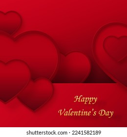 Happy valentine day invitation card with hearts for the day of love, on color background