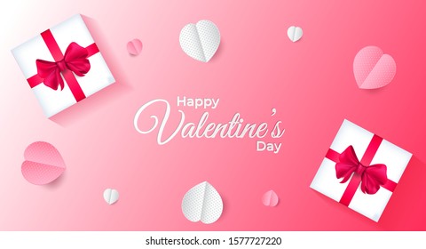 Happy Valentine Day isolated pink background