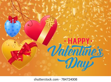 Happy Valentine Day Lettering with Bows