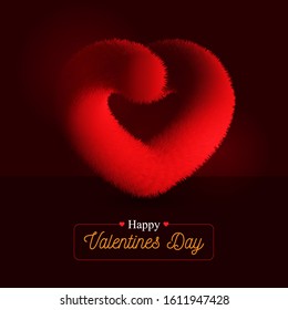 Happy Valentine Day letters with fur heart vector