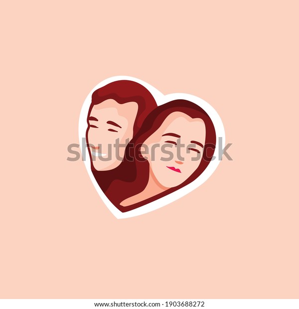 Happy Valentine Day logo for\
greeting card,\
Couple in love concept in flat vector illustration.\
\
Valentine day logo for greeting card with hugging funny\
couple\
