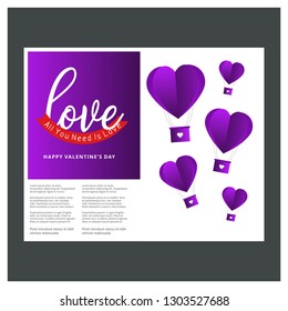 happy Valentine Day Love Background. 14th February Valentine's Day Template