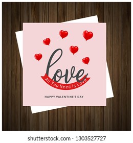 happy Valentine Day Love Background. 14th February Valentine's Day Template